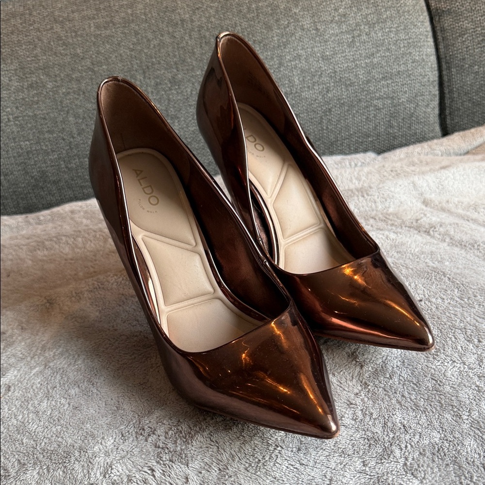 Aldo Shiny Copper Heels